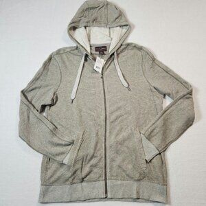 New Black Brown 1826 Hoodie Full Zip Gray Pockets Exposed Seams Mens Small